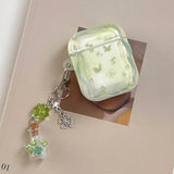 Green Butterfly Earphone Cases For AirPods Pro 3 4 Air pods AirPod 1/2 Pro2 with Key chain Bluetooth Headphone Protective Cover