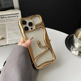 Plating TPU Hollow Snake Phone Case For iPhone 11 12 13 14 15 16Pro Max 15 16Plus Electroplating Shockproof Soft Irregular Cover