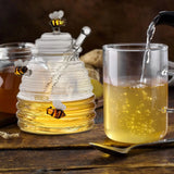 Honey Jars with Dipper 400ML Glass Honey Storage Transparent Food-grade Container with Dipper and Lid for Wedding Favors Baking