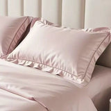 2Pcs 100% Eucalyptus Lyocell Fibre Pillowcase Silky Wide Edge Decorative Pillow Case Solid Color Summer Cooling Pillow Cover