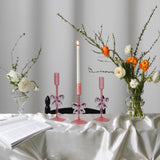 1Pc Original Design Bow Tall Glass Candle Holder, Exquisite and High-Looking Bow Candle Holder, Aromatherapy Candle Holder, Suitable for Wedding Banquet Party Candle Holder, Home Decoration Ornaments Candle Candle Candle Hold