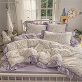 3/4Pcs Korean Princess Style Ruffles Bedding Set Single Queen King Size Duvet Cover Set Bed Sheet Pillowcases