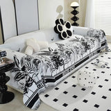 Nordic Chenille Sofa Cover Blanket Black and White Love Sofa Towel Mat Cover Towels Three Person Couch Dust Cover Cloth