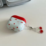 Lovely Red Cherry Bowknot Gloss Pattern Wireless Bluetooth Earphone Case For AirPods Pro 2 4 3 2 1 Soft Shell Funda With Pendant
