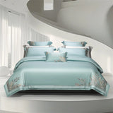 2025 New Luxury Embroidery 1200TC Lyocell Cotton Soft Silky Bedding Set Duvet Cover Set Bed Sheet/Fitted Sheet Pillowcases 4Pcs