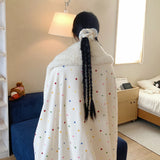 Ikeehome  new printed milk wool lamb wool blanket double-sided cute cartoon office lunch break blanket student dormitory blanket