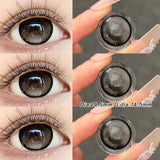 1 Pair Glossy Black Colored Contact Lenses 14.5mm Big Eyes Lenses For Daily Party Makeup Student of the Year Natural