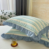 100% Cotton Lace Pillowcase 48x74cm Yarn-dyed Washed Cotton Stripe Pillow Cover Bedding Decorative Pillow Sham With Zipper