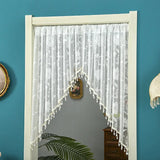 Embroidery Sheer Valance Door Decor Lace Short Curtain with Tassel Beads Embroidery Sheer Valance for Living Room New