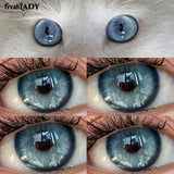1 Pair Najia Series Colored Contact Lenses Natural Brown Pupils Blue Eyes Contact lenses Gray Soft Contacts 14.20mm
