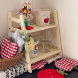 Desktop Cup Storage Rack Organizer Imitation Rattan Cup Rack Double-layer Coffee Corner Cup Sundries Storage Rack Kitchen Shelf