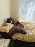 Romantic Imagination! Autumn Winter Soft Milk Velvet Pure Cotton Striped Four Piece Bedding Set Modern mat Sle