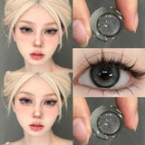 1 Pair Colored Contacts Lenses with Myopia 0 to -8.00 Degree Large Eyed Black Lenses Soft Korean Lenses Natural Lenses