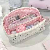 INS Polka Dot Pencil Case Shell Shape Multi-functional Stationery Storage Bag Large-capacity Pen Bag Students Gift