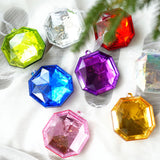Diamond Shaped Hanging Decorations Square Christmas Tree Decor Round Gemstone Plastic Hanging Decor Upside Down Garland