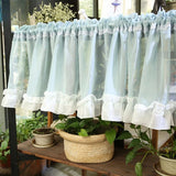 Window Valance White Linen Ruffle Short Curtain Kitchen Decor Rod Pocket Farmhouse Rustic Sheer Valances W150xL60cm 1pc