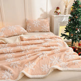 New Christmas Snowflake Fleece Blanket Double Layer Thick Warm Throws Blankets for Sofa Bed SpringAutumn Faux Wool Blanket