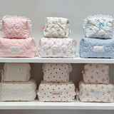 Original Korean Imported Quilted Soft and Cute Quilted Zipper Makeup Bag Storage