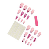 24Pcs Short Almond Press On Nails Floral French Tip Press ons False Nails Stars Print Fake Nails Leopard Print Fake Nails Set