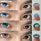 2pcs Half-Year Colored Contacts for Men Big Diameter Glossy Lenses Blue Green Purple Cosplay High