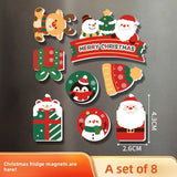 Festive Christmas Fridge Magnets Cartoon Santa Snowman Reindeer Magnets Refrigerator Decor Holiday Home Decorations