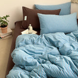 Simple Style Bedding Set Nordic Striped Duvet Cover Set 100% Cotton Flat Sheet Single Twin Size Double Bed Sheet Set For Bedroom