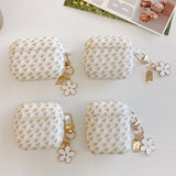 New Silicone Printing Full Screen Flower Metal Keychain Soft Earphone Protective Case For AirPods 1 2 3 4 Pro 2 Protection Cover