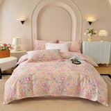 100% Cotton Bedding Set Brushed Flowers Rose Love Duvet Cover Lovely Dog Sheet Set Red Blue Sheet King Queen for Bedroom Decor