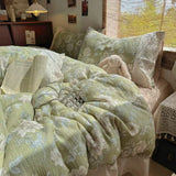 Floral Lace d Cotton Waed Bedding Set Soft Skin-Friendly Four-Piece Suite Autumn Winter Vintage Sle een Color
