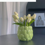 Tulip Pot Embossed Flower Hand-made Ceramic Vase Planting Utensil Flower Pot Tulip Vase Home Decoration Accessories