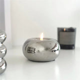 Ceramics Candle Holder Circular Silvery Candlestick Home Desktop Modern Simplicity Decor DIY Office Supplies Aromatherapy Gifts