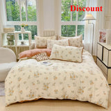 Ikeehome  Class A super soft jacquard cloud yarn cotton four-piece set, bed sheet, bed hat, quilt cover, student dormitory bed