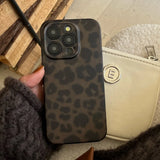 Matte Leopard Amber Silicone Back Cover Neutral Mobile Phone Case For iPhone 16 15 14 13 12 11 Pro Max Protective Fundas Cover