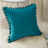 Velvet Cushioncover pillowslip with Ball Soft Decorative Cushion Home Decor for Sofa Set Bedroom Pillowcase Blue Pink Pillow