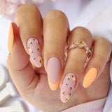 24Pcs/Set False Nails Long Round Coffin Cute Kawaii Stick on Art Nail Ballerina Press on Nail Set  Seamless Removable Fake Nails