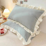 Hot Sale 1 Pair of Pillowcases with Ruffles White Shabby Country Girl Cover Protector with Border Decorative 48x74cm