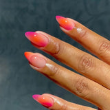 24pcs Press on Nails Summer Day Fruit Design Full Cover Nail Tips Long Almond False Nail Art Wearable Colorful Fake Nails Sets