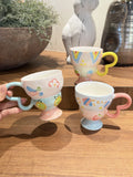 Hand-Painted Underglaze Cerc Mugs Cute Relief Design Birthday Gift for Women Couples Water Cups High Aesthetic Value