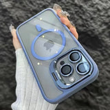 Magnetic Phone Case Lens Protection Stand Back Cover  For IPhone 13 14 15 16 Pro Max  Transparent  Magnetic Phone Case Cover