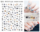 3D Luminous Nail Stickers Decals Black White Spider Web Skull Alien Planet Glow In The Dark Halloween Manicure Foils Tattoo Tips