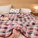 Red Grid Blanket Affordable Luxury Suede Delicate Soft Blanket Warm for Sofa Bed Office Nap  Birthday Gift New Year Christmas