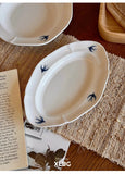 Swallow Oval Plates High-end Household Ceramic Serving Plate Ins White Breakfast Tray Retro Afternoon Tea Dessert Tableware