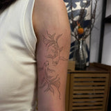 Minimalist Koi Fish Line Tattoo Sticker Waterproof Long Lasting Fine Line Temporary Tattoo for Women Arm