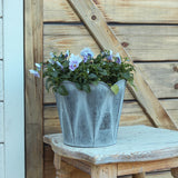 Rotundity Plant Planting Flowerpot Home Courtyard Garden Desktop Decoration Metal Grey Retro Flower Pots Bottom with Holes Vase