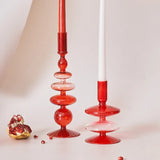 Creative Red Glass Taper Candle Holder Christmas Gift Wedding Table Decoration Home Decoration DryFlower Vase