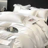 4Pcs Luxury 1000TC Egyptian Cotton White Hotel Style Bedding Set Hollow Wide Edge Duvet Cover Bed Sheet Fitted Sheet Pillowcases