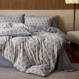 20% Linen and Cotton Bedding Sets Print Duvet Cover Sheet Pillowcase 4pcs Breathable Underwear Bed Linens