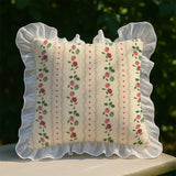 Sweet Retro Pillow Cartoon Small Strawberry Print Lace Wash Cotton Pillowcase Girly Sense Home Decorative Sofa Cushion Pillow