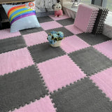 Plush Puzzle Foam Floor Mat Baby Play Mat Cute Soft Fluffy Interlocking Square Foam Tiles Area Rugs Carpet for Parlor Bedroom