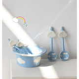 Blue Sky and White Clouds Breakfast Spoon Coffee Mixing Spoon Underglaze Color Fruit Salad Rice Soup Bowl